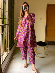 B.K Clothings New digital lawn A Line style floral print Summer Season For Girls