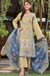 Dressline New Semi Stitched 3 Pcs Emb Cheickenkari & Laserkari Zari Lawn Collection