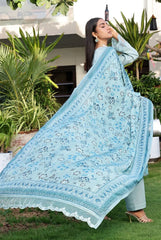 Dressline New Semi Stitched 3 Pcs Emb Cheickenkari & Laserkari Zari Lawn Collection