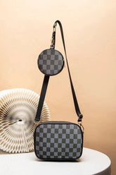 Fineur Checkered Coin Crossbody Bag ~ Black