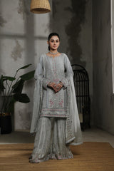 Dressline Launching New Stitched 3 Piece Emb Luxury Chiffon Gharara Collection