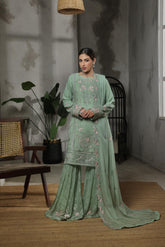 Dressline Launching New Stitched 3 Piece Emb Luxury Chiffon Gharara Collection