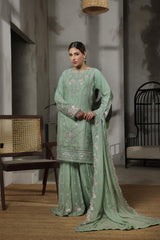 Dressline Launching New Stitched 3 Piece Emb Luxury Chiffon Gharara Collection