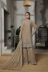 Dressline Launching New Stitched 3 Piece Emb Luxury Chiffon Gharara Collection