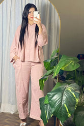 Urban Cut Garment Dyed Cotton Pink Co-Ord Set