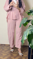 Urban Cut Garment Dyed Cotton Pink Co-Ord Set