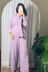 Urban Cut Garment Dyed Cotton Lavender Co-Ord Set