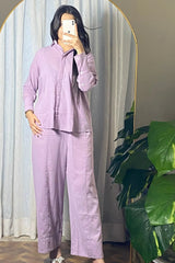 Urban Cut Garment Dyed Cotton Lavender Co-Ord Set