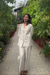 Urban Cut Women's Striped Cotton Co-Ord Set | Casual 2-Piece Outfit