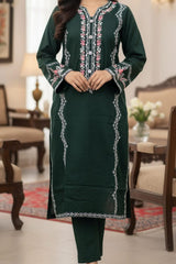 Umer Aayan Embroidered Premium Lawn Suit with Chiffon Dupatta & Cotton Trouser
