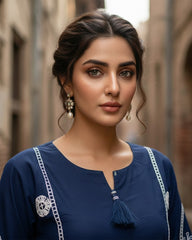 Umer Aayan 2 Piece Stitched Blue Lawn suit -Ready to wear