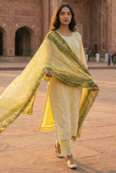 Umer Aayan 3 Piece Stitched Lawn suit -Ready to Wear Lime