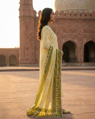 Umer Aayan 3 Piece Stitched Lawn suit -Ready to Wear Lime