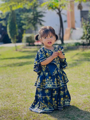 Urban Cut Girls Navy Blue Lawn Cotton