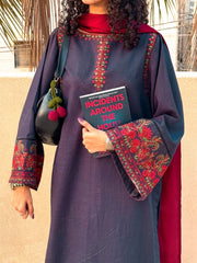 Urban Cut Embroidered 2-Piece Cotton Textured Kurta Set-C0233