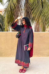 Urban Cut Embroidered 2-Piece Cotton Textured Kurta Set-C0233
