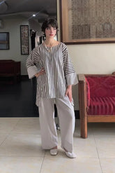 Urban Cut-Stripe Cotton Coord Set-C0283