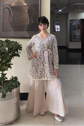 Urban Cut-Soft Bloom Cotton Coord Set with Flared Trouser-C0284