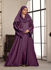 Hijab Ul Hareem Stone Work Front Open Purple Abaya (0116-C-740)