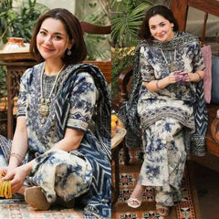 Brandlo PK Indigo Shibori Print 2-Piece Set Artistic Fusion ( Y -124)