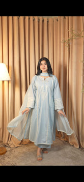 Tiraz Stitched 3 Piece Summer Suit-Nisah