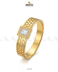 Zeesy-White Gem Golden Cuff Bracelet