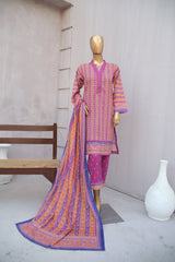 Girl woman Printed Embroidered Lawn Stitch Shirt Kurti Frock Cotton Dupatta Printed Trouser