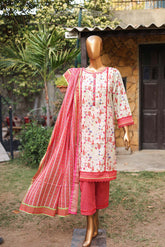 Girl woman Printed Embroidered Lawn Stitch Shirt Kurti Frock Cotton Dupatta Printed Trouser