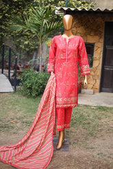 Girl woman Printed Embroidered Lawn Stitch Shirt Kurti Frock Cotton Dupatta Printed Trouser