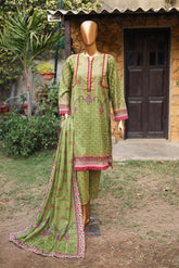 Girl woman Printed Embroidered Lawn Stitch Shirt Kurti Frock Cotton Dupatta Printed Trouser
