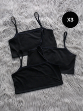 Sprinkles Stitched 1 Piece Summer Bralette Kids Collection'2025-Pack of 3 Girls Pack Solid Cami Bralette (Black)