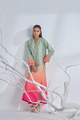 Brandlo PK Sunset Ombré Maxi Dress - Fashionable 2pcs Set for Effortless Chic