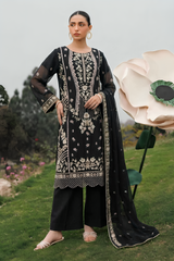Stitching Cotton Unstitched 3 Piece Emb Chiffon Suit-WFCU-05