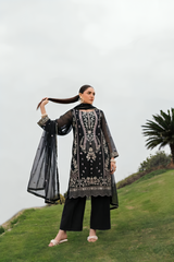 Stitching Cotton Unstitched 3 Piece Emb Chiffon Suit-WFCU-05