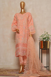 Bin Saeed Stitched 3 Piece Organza Festive Formals Suit-ZEF-308-Pink