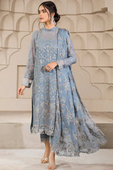 Falak by Zarif Unstitched 3 Piece Festive Formal Suit-ZF-05-Blue Bell