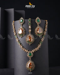 Zilla Necklace Champagne & Green - Zeesy Jewellery