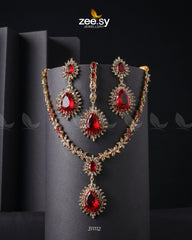 Zilla Necklace Golden Red - Zeesy Jewellery
