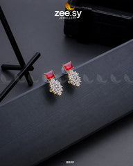 Zircon Cluster Earrings Red - Zeesy Jewellery