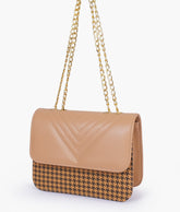 RTW Creation - Beige houndstooth chain cross-body bag