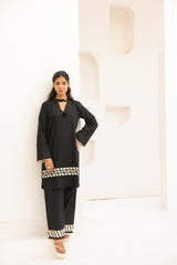 Abeera Stitched Co Ords Cotton Solid Edit-Black Pearl-Se-05