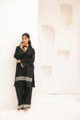Abeera Stitched Co Ords Cotton Solid Edit-Black Pearl-Se-05