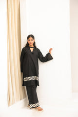 Abeera Stitched Co Ords Cotton Solid Edit-Black Pearl-Se-05