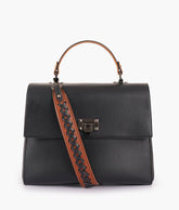 RTW Creation - Black flap-over top-handle bag