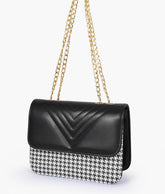 RTW Creation - Black houndstooth chain cross-body bag