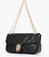 RTW Creation - Black quilted small shoulder bag with chain