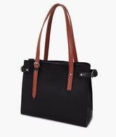 RTW Creation - Black suede satchel tote bag
