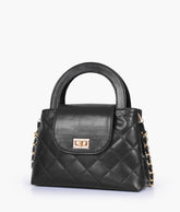 RTW Creation - Black flap quilted bag with top handle