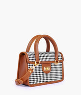 RTW Creation - Brown and white houndstooth cross-body with flap