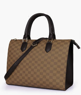 RTW Creation - Brown checkered on-the-go handbag